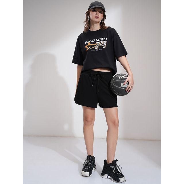 Buy Tokyo Talkies Women's Solid Mini Shorts | Black | 28 Online
