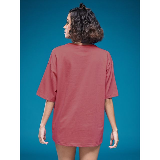 Smartees Women's Oversize Printed T-shirt | WW - 2063 | Onion Pink - M