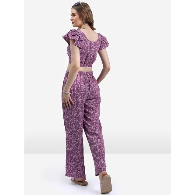 Ketch Women Top With Pant Co-ords | Purple | L