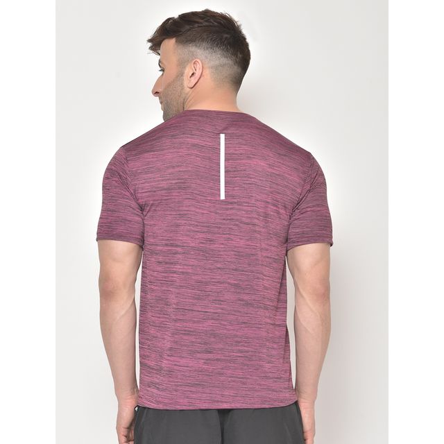 Chkokko Men's Round Neck Regular Fit Half Sleeves Gym T-shirt | Magenta - S