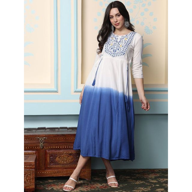 Ishin Women's Kurta Rayon Staple | Cream - S