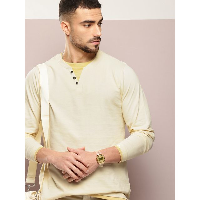 Dillinger Men's Long Sleeve Airtex Fabric Round & V Neck T-shirt | White - 2XL