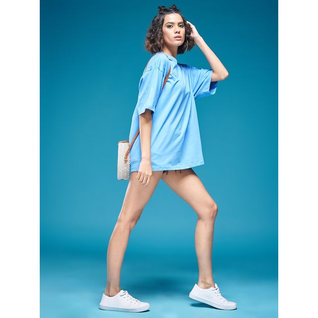 Smartees Women's Solid T-shirt | Ice Blue - L