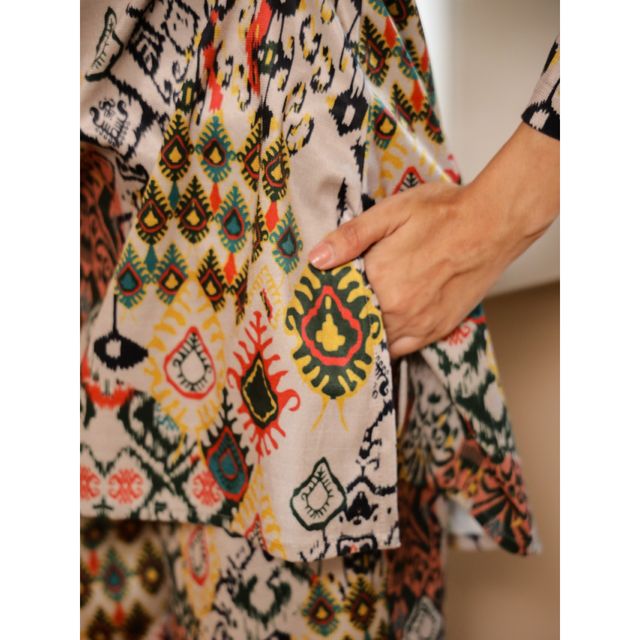 Sanskrutihomes Women Floral Multicolor Printed Tunic With Trousers SE-NSP-762 | S