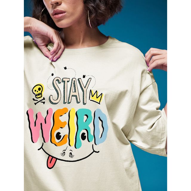 Smartees Women's Oversize Printed T-shirt | WW - 2031 | Skin - L
