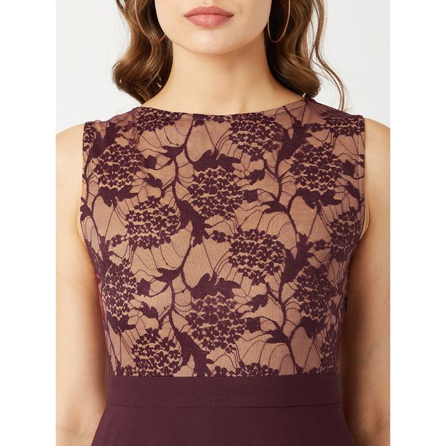 Miss Chase Just My Imagination Maxi Dress | Beige & Wine | XL