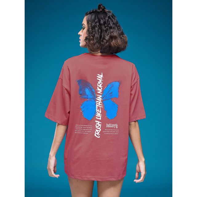 Smartees Women's Oversize Printed T-shirt | WW - 2029 | Onion Pink - S