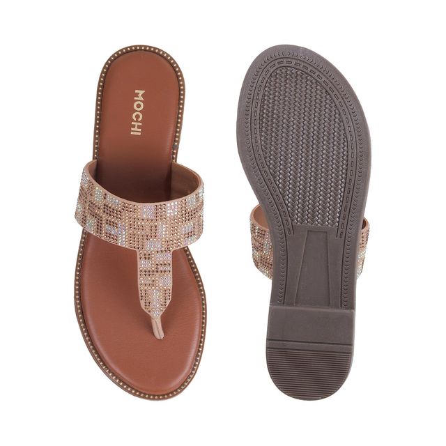 Mochi Women Beige Color Slip On Ethnic | Size UK 4 | 35-422