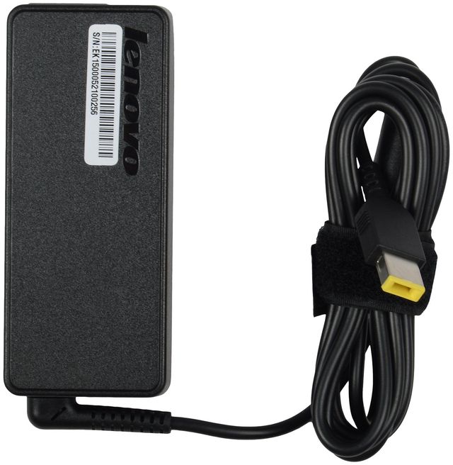Lenovo 65W USB Slim Tip Rectangular pin Laptop Adapter/Charger with Power Cord for Select Models of Lenovo Laptops,Black