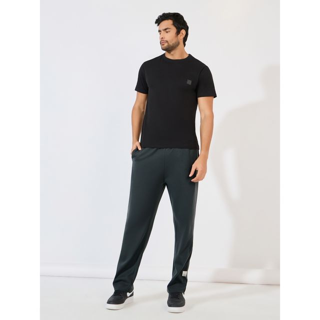 Styli Men's Oversized Joggers | Badge Detail, Interlock Fabric & Contrast Drawcord | Charcoal - XL