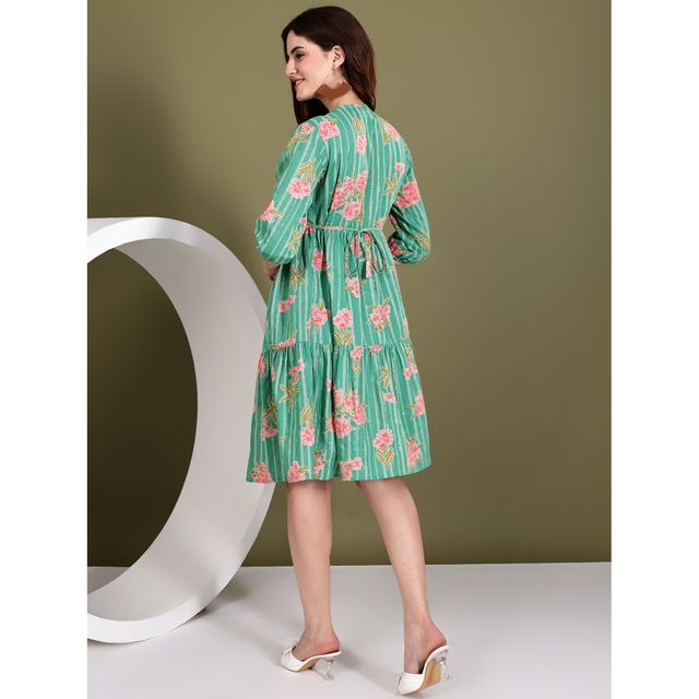 Wyshlist Women's Knee Length Dress Floral | Green - S