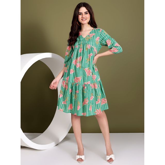 Wyshlist Women's Knee Length Dress Floral | Green - S