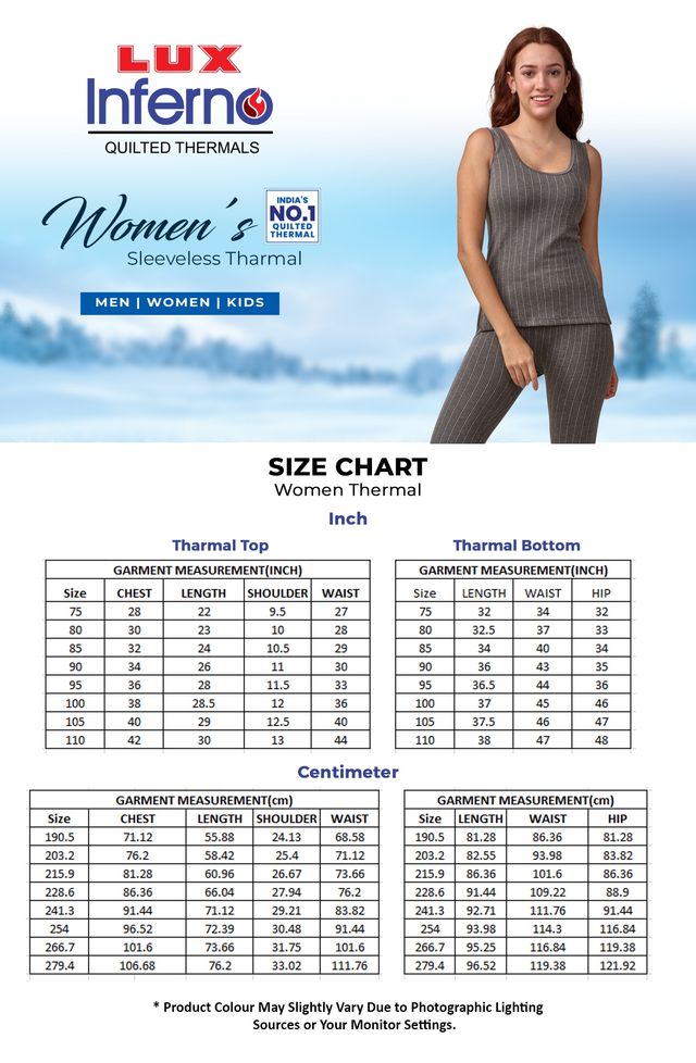 Lux Inferno Sleeveless Thermal Top for Women | Charcoal | 95 | Size XL