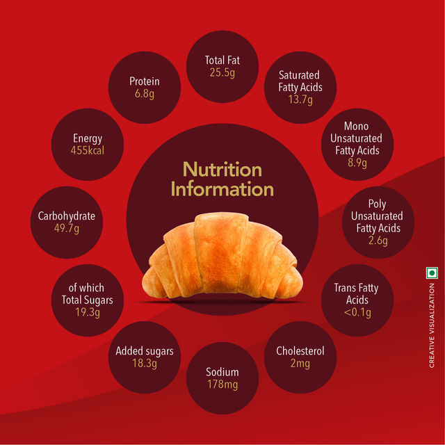 Britannia Treat Croissant - with Vanilla Creme Filling 100% Veg 45 g Combo