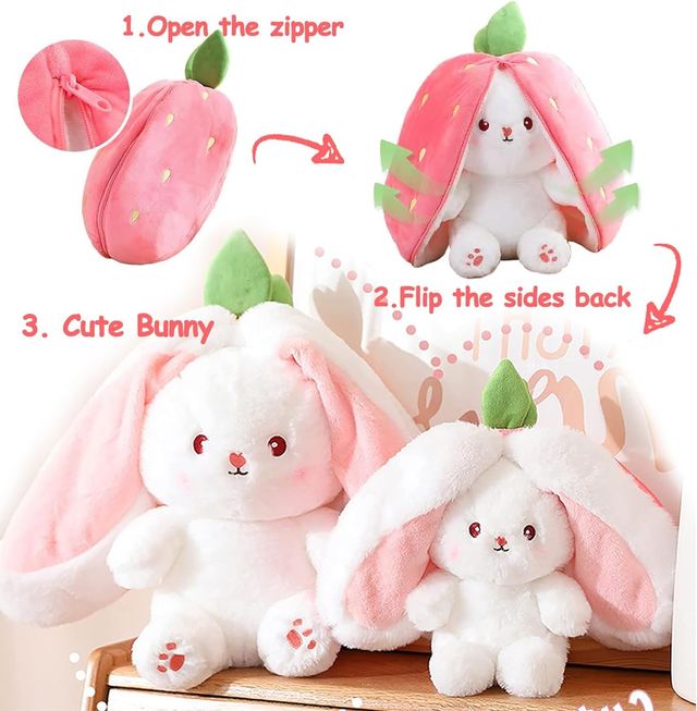 Babique Reversible Carrot Plush Soft Toy Cute Kids Animal Home Car Decor Kids Birthday Boys/Girls/Baby (Pink) 25 cm