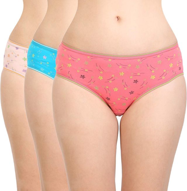 Bodycare Women Brief Panty Printed Premium Cotton Mid Rise | Assorted - L