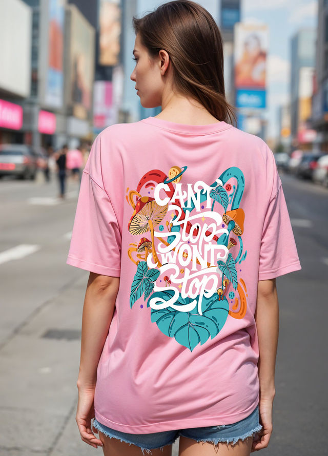 Smartees Women's Oversize Printed T-shirt | WW - 2030 | Pink - XL