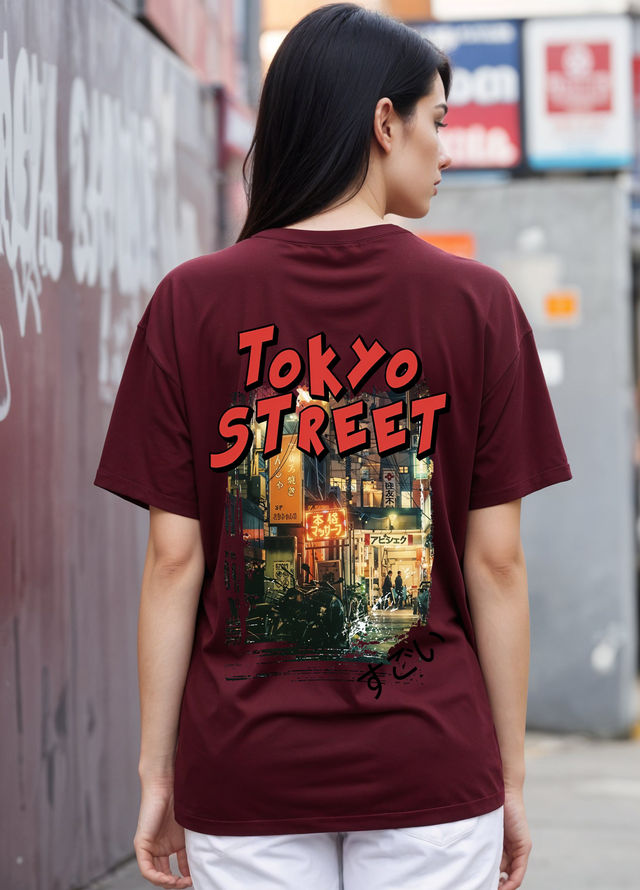 Smartees Women's Oversize Printed T-shirt | WW - 2028 | Maroon - S