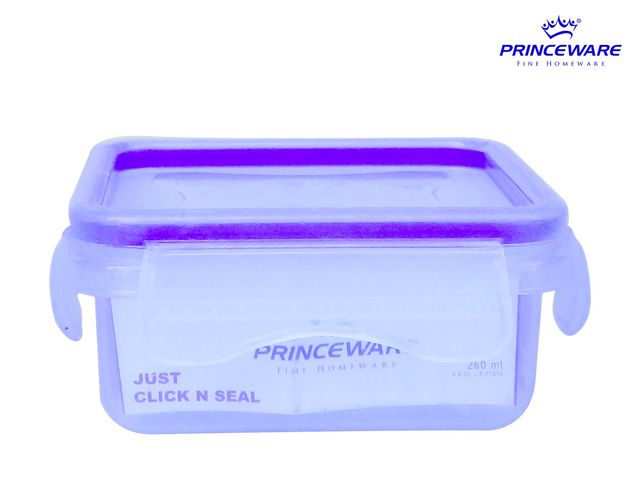 Princeware Click N Seal Square Container 260 ml | 105 x 105 x 47 Mm