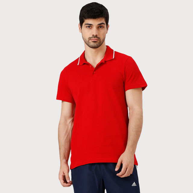 Adidas Men's Solid Red Polo T-Shirt - Buy at ₹1070 Online
