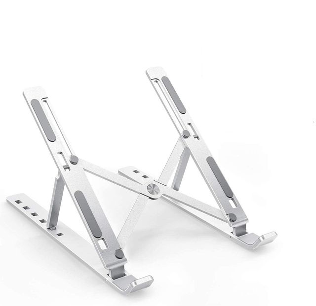 Striff Laptop Tabletop Stand, Fold-Up, Adjustable, Ventilated, Portable Holder For Desk (Silver)