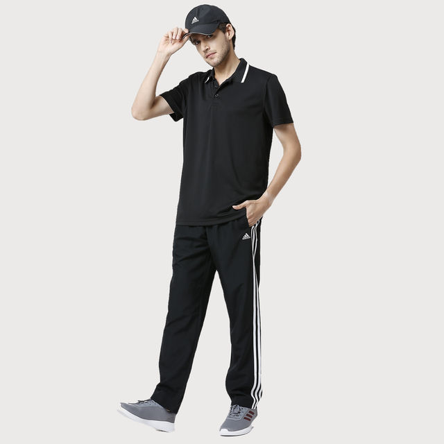 Adidas Men's Solid Black Polo T-Shirt - Buy at ₹1070 Online