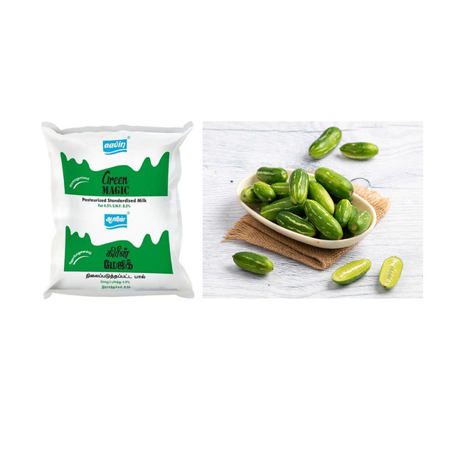 Aavin Green Magic Fresh Milk (Pouch)(1pc) & Coccinia (Kovakkai)(1pc) Combo