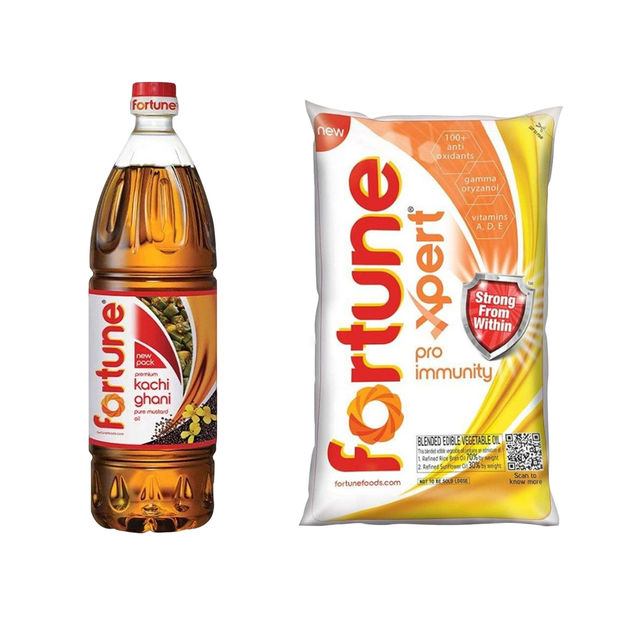 Fortune Kachi Ghani Mustard Oil (Bottle)(1l) & Fortune Xpert Pro Immunity (Pouch)(1l) Combo