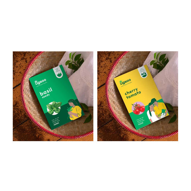 Ugaoo Italian Basil Seeds(1pc) & Ugaoo Cherry Tomato Seeds(1pc) Combo