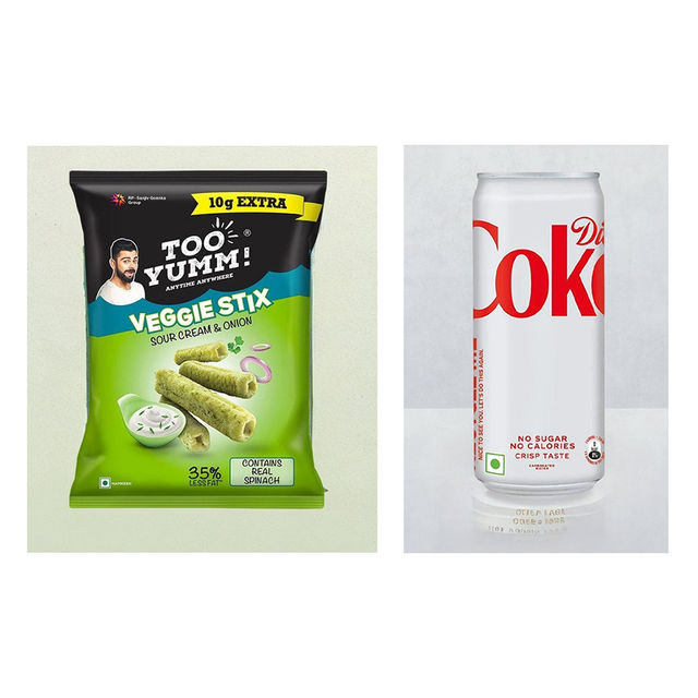 Too Yumm! Sour Cream & Onion Veggie Stix | Munching Snack | On-The-Go Munchies(75gms) & Diet Coke Can(300ml) Combo