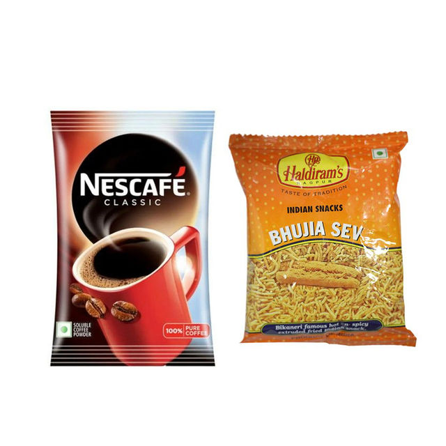 Nescafe Classic Instant Coffee Powder Pouch(45gms) & Haldiram'S Bhujia(200gms) Combo