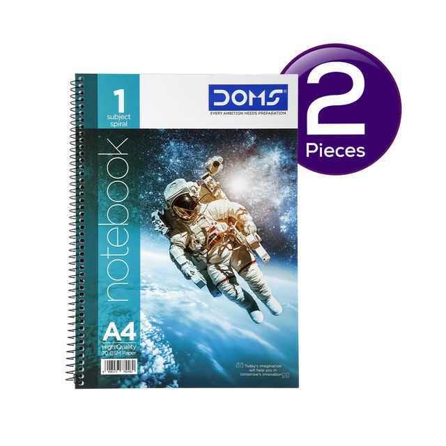 Doms 1 Subject Spiral Note Books Single Line (People'S Mind Series) - 70 Gsm Paper-160 Pages 1 pc Combo