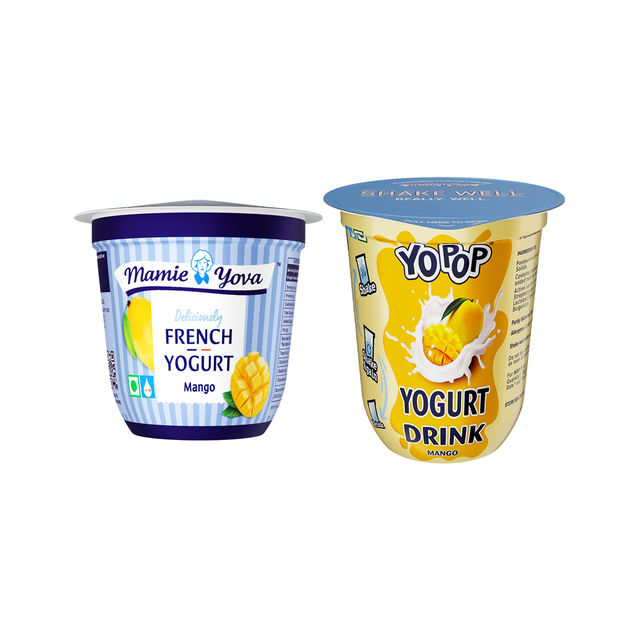 Mamie Yova Deliciously French Fruit Yogurt Mango(90 gms), Mamie Yova Yo Pop Yoghurt Drink Mango(125 ml)