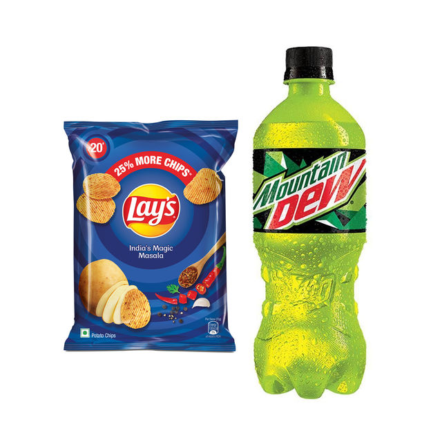 Lay'S India'S Magic Masala Potato Chips(50gms) & Mountain Dew Soft Drink Pet(750ml) Combo