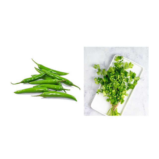 Chilli Green Long(100gms) & Coriander Leaves(100gms) Combo