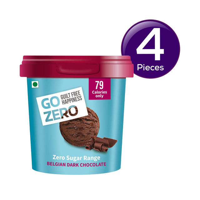 Go Zero Belgian Dark Chocolate Low Calorie Guilt Free Ice Cream Cup 100 ml Combo