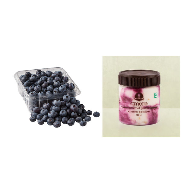 Blueberry Imported(125gms) & Amore Gelato Blueberry Cheesecake Ice Cream Cup(100ml) Combo