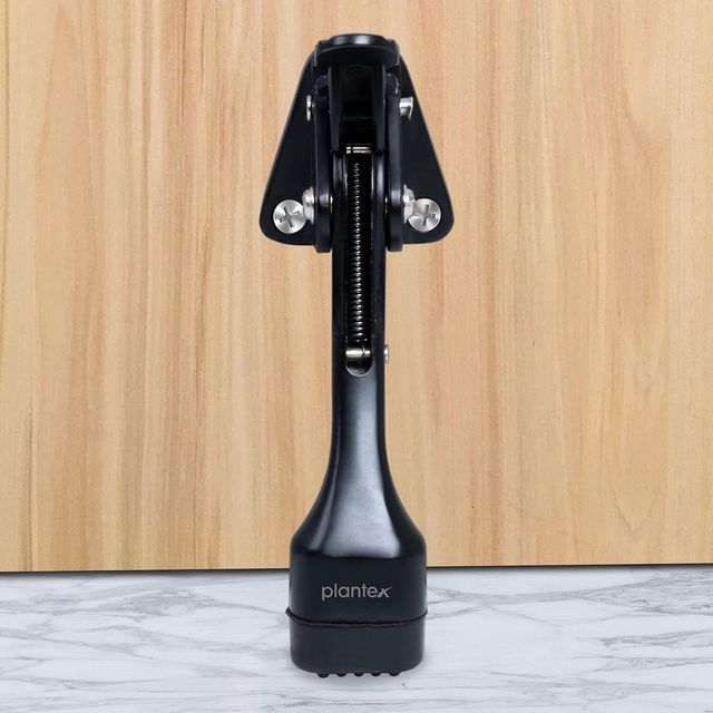 Plantex Hydraulic Door Stopper with Adjustable Height and Rubber Grip - Black Finish