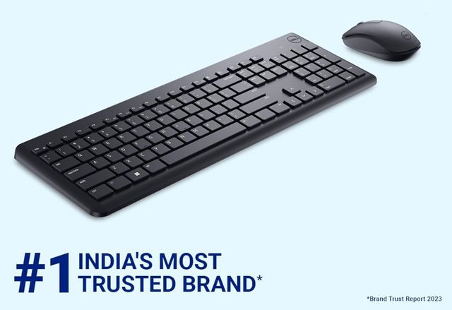 Dell Km3322W Wireless Usb Keyboard And Mouse Combo Anti-Fade & Spill-Resistant Keys- Black