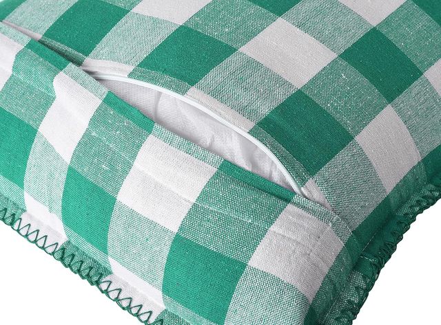 Lushomes Cotton Cushion Covers - Green and White Checks | 16 x 16 inch