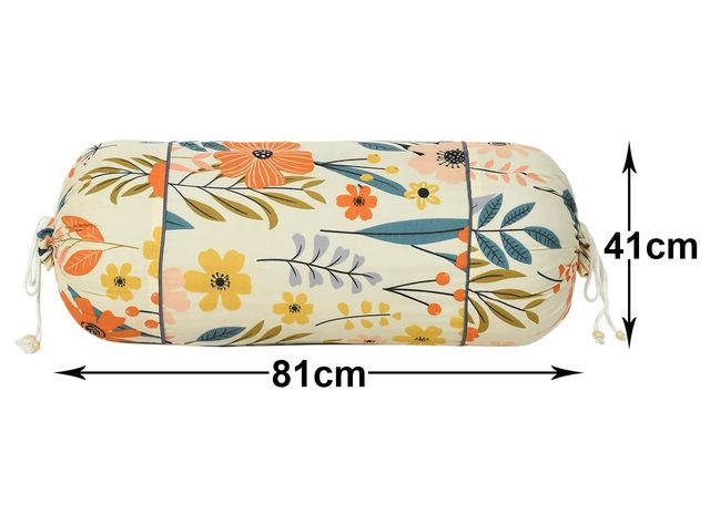 Kuber Industries Floral Print Cotton Bolster Cover Set of 2 | 16"x32" (Cream)
