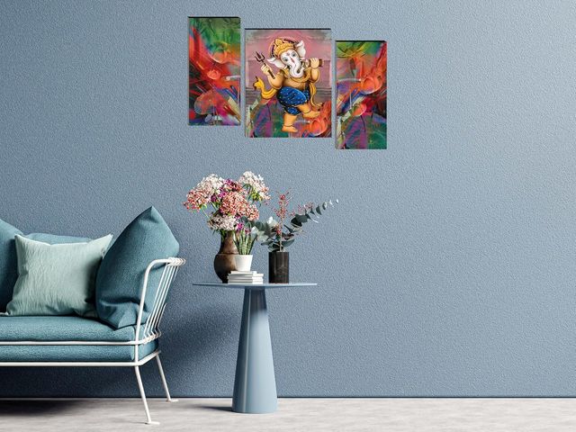 Indianara Set of 3 Lord Ganesha MDF Art Painting without glass - 5464FL