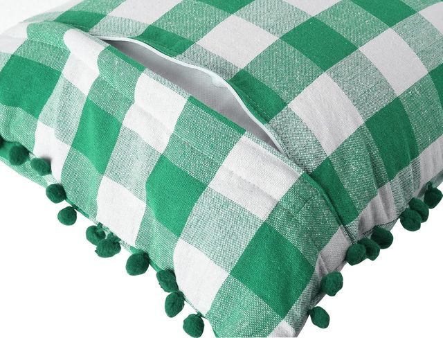 Lushomes Cotton Cushion Covers - Green/White Checks | 16 x 16 inch | Pom Pom