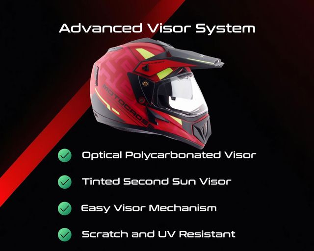 Vega Off-Road Motocross Lightweight Full Face Helmet-Dull Red Black - L