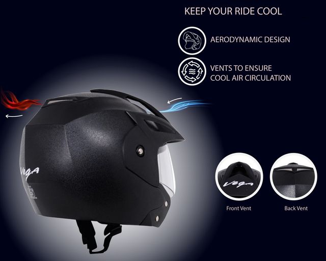 Vega Crux Open Face Black Helmet-L