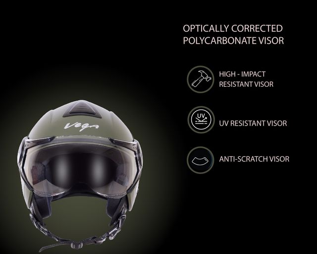 Vega Verve Lightweight Open Face Helmet for Women- Dull Army Green Helmet - S