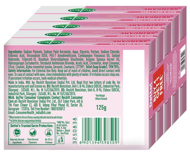 Dettol Skincare Bath Soap - Moisturising Bathing Soaps With Argan Oil Pack Of 5