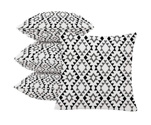 Lushomes Boho Cushion Covers - Black Grey Geometric | 16 x 16 inch