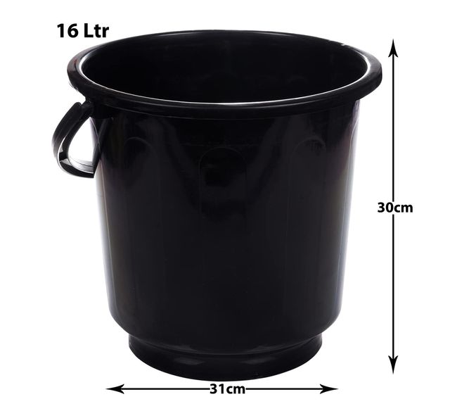 Kuber Industries Plastic Unbreakable Bucket with Handle|16 Liter|Black