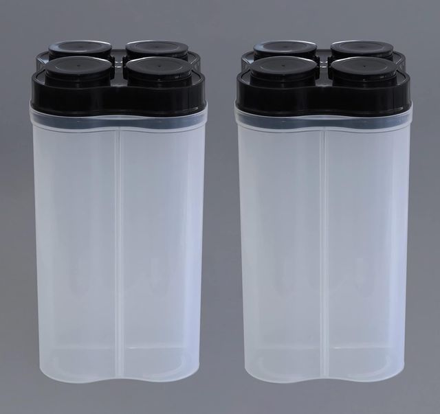 Clazkit Airtight Transparent Plastic Storage 4 Section Container Jar Pack of 1, 2500ML - Black